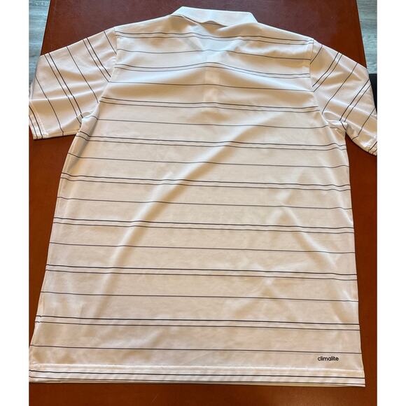 Adidas Polo Shirt Men's XL Short Sleeve White Striped Tennis L - Picture 2 of 8